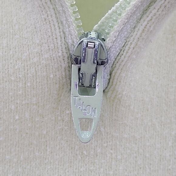 Chartreuse Green Vintage Knit Zipper Back Short Sleeve Mock Neck Sweater - Picture 10 of 11